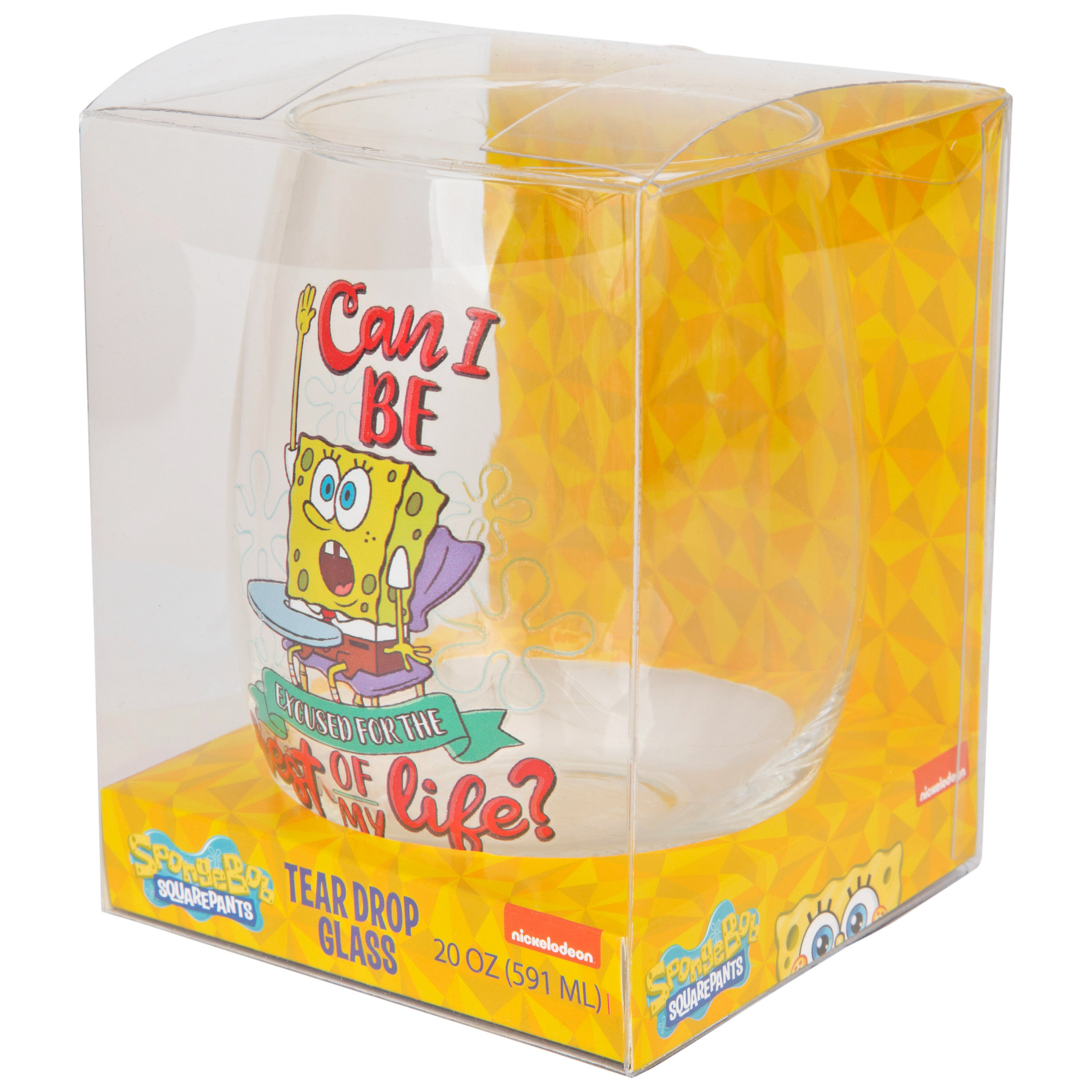 SpongeBob SquarePants Can I Be Excused 20 Ounce Stemless Wine Glass